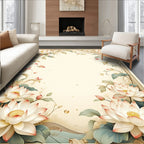 Elegant Lotus Floral Vine Border Rug