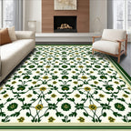 Ornate Green Floral Pattern Rug