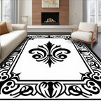 Classic Fleur de Lis Scrollwork Design Rug