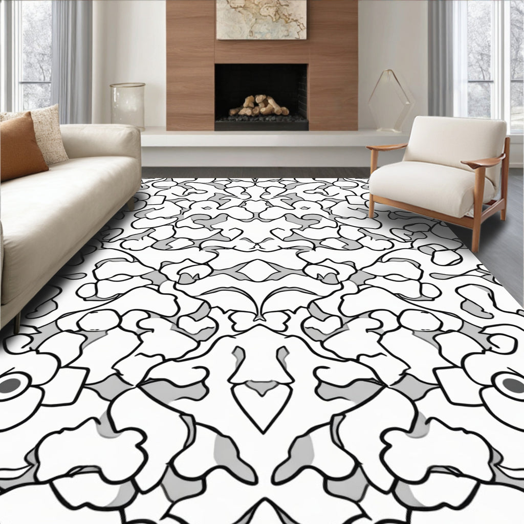 Monochromatic Abstract Floral Pattern Rug