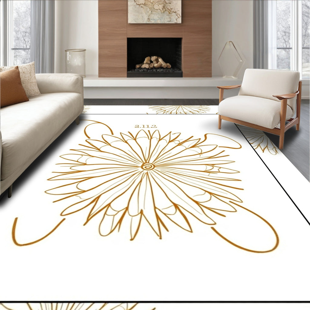 Mandala Flower Line Art Pattern Rug
