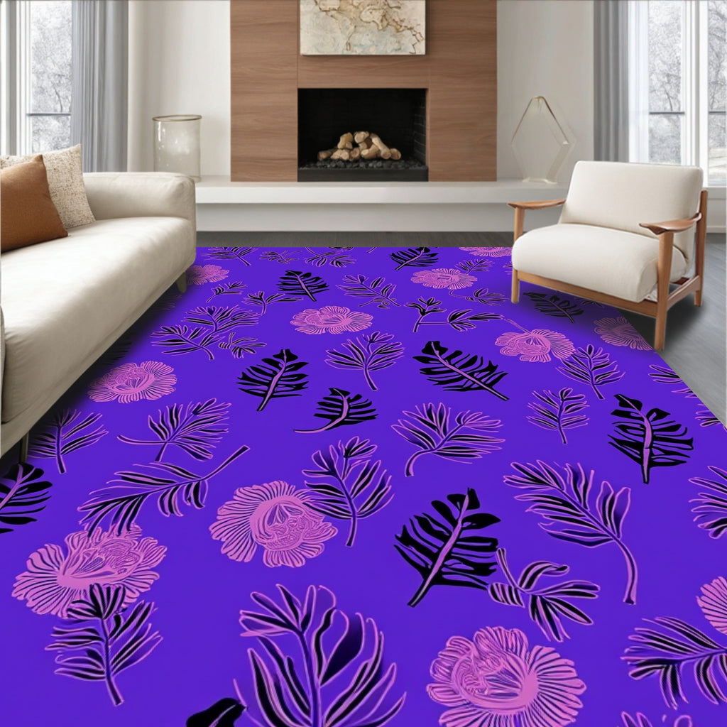 Exotic Floral Leaves Pattern Rug