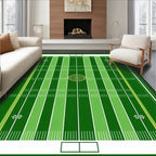 Green And White Striped Football Field Rug