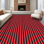 Bold Red Black Striped Texture Rug