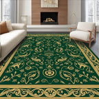 Vintage Golden Tiger Floral Scrollwork Design Rug