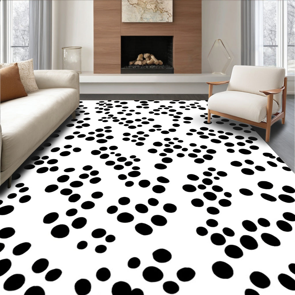 Black White Polka Dot Cluster Design Rug