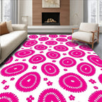 Pink Oval Flower Pattern Design Rug