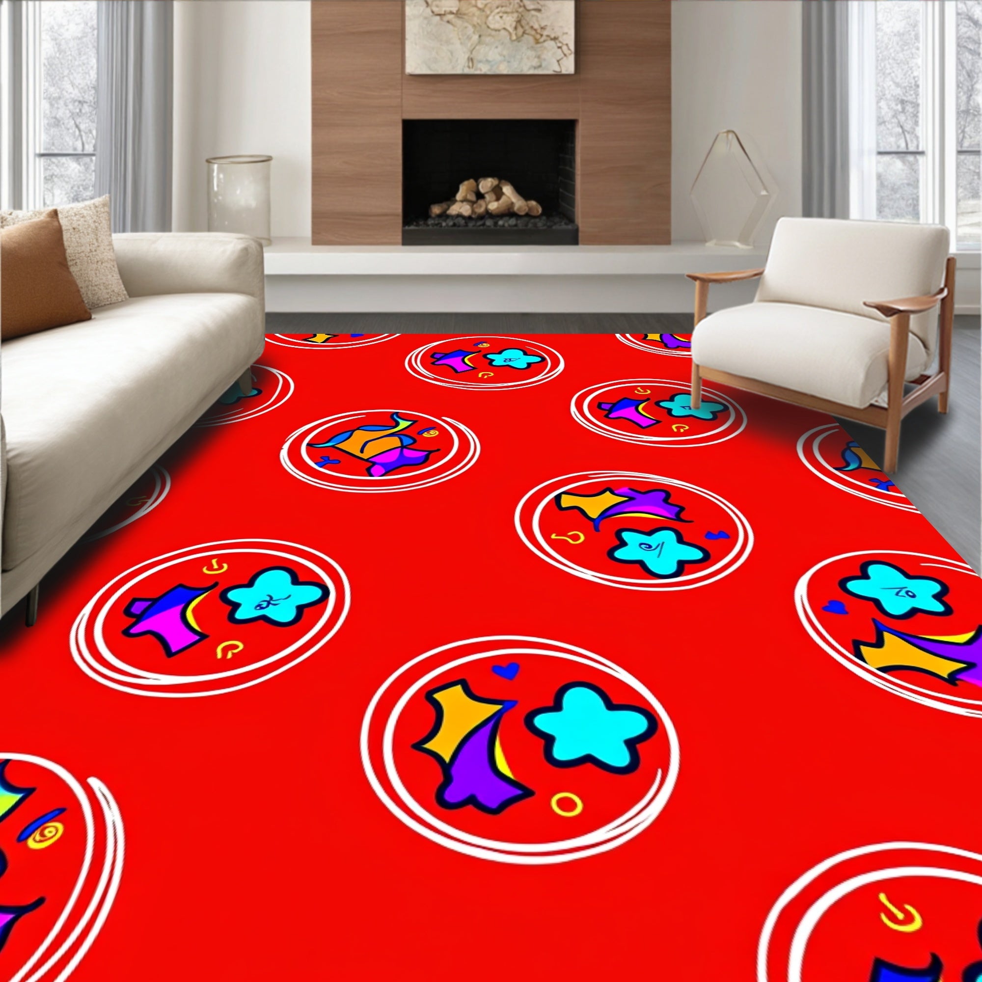 Abstract Circles Playful Shapes Design Rug