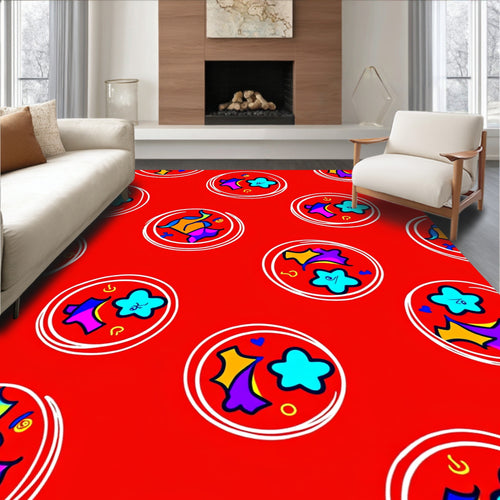 Abstract Circles Playful Shapes Design Rug