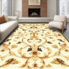 Ornate Floral Patterned Golden Rug