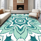 Teal Floral Starburst Intricate Design Rug