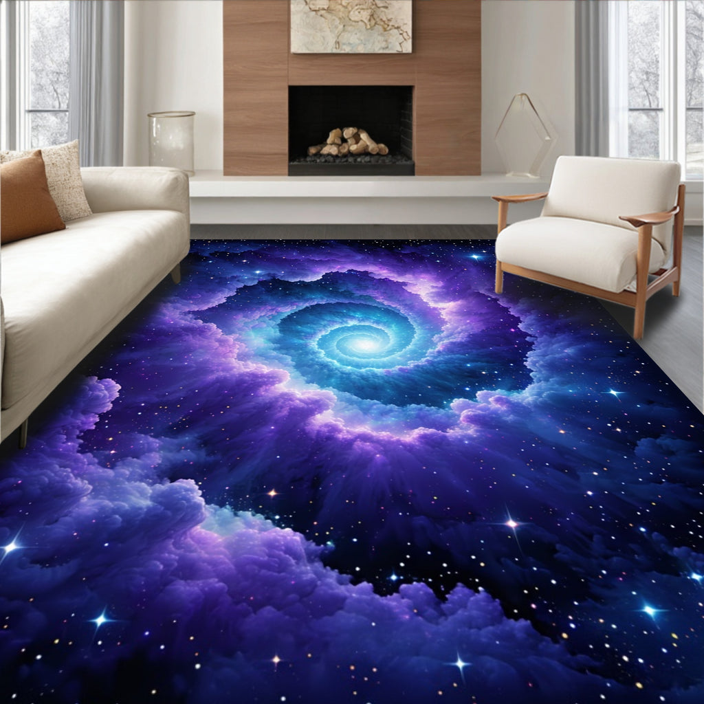 Cosmic Swirl Galaxy Nebula Rug