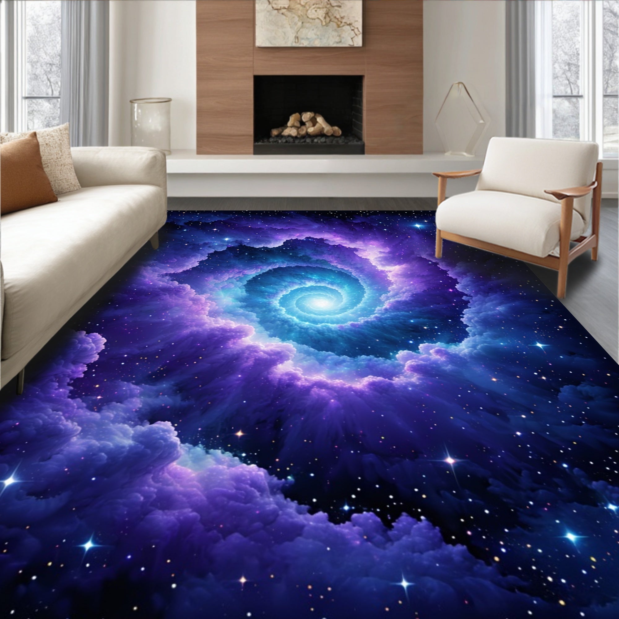 Cosmic Swirl Galaxy Nebula Rug