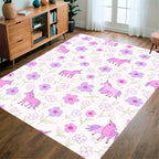 Pastel Unicorn Floral Meadow Design Rug