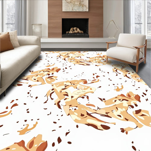 Abstract Cream Dog Spots Rug