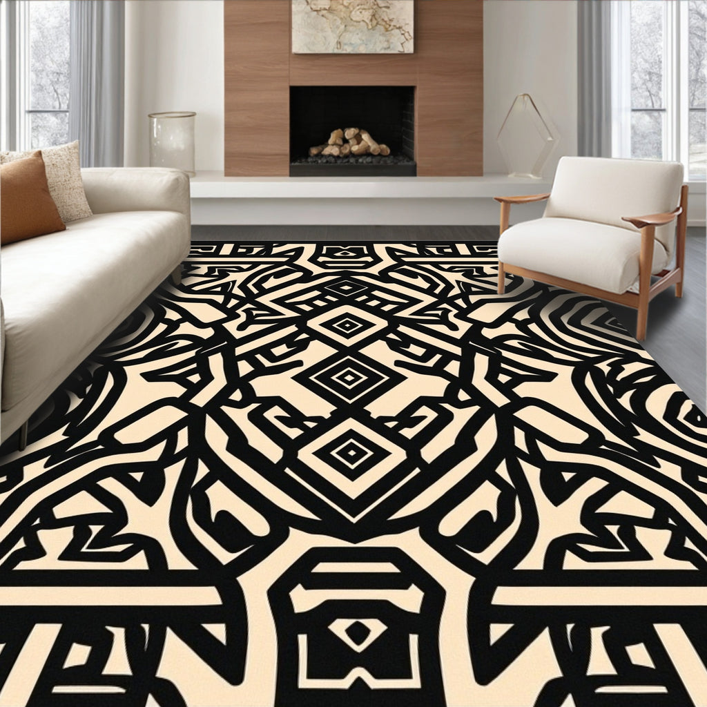 Bold Geometric Maze Pattern Rug