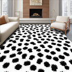 Black White Floral Scattered Pattern Rug