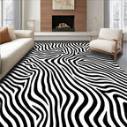Bold Black White Zebra Stripes Design Rug