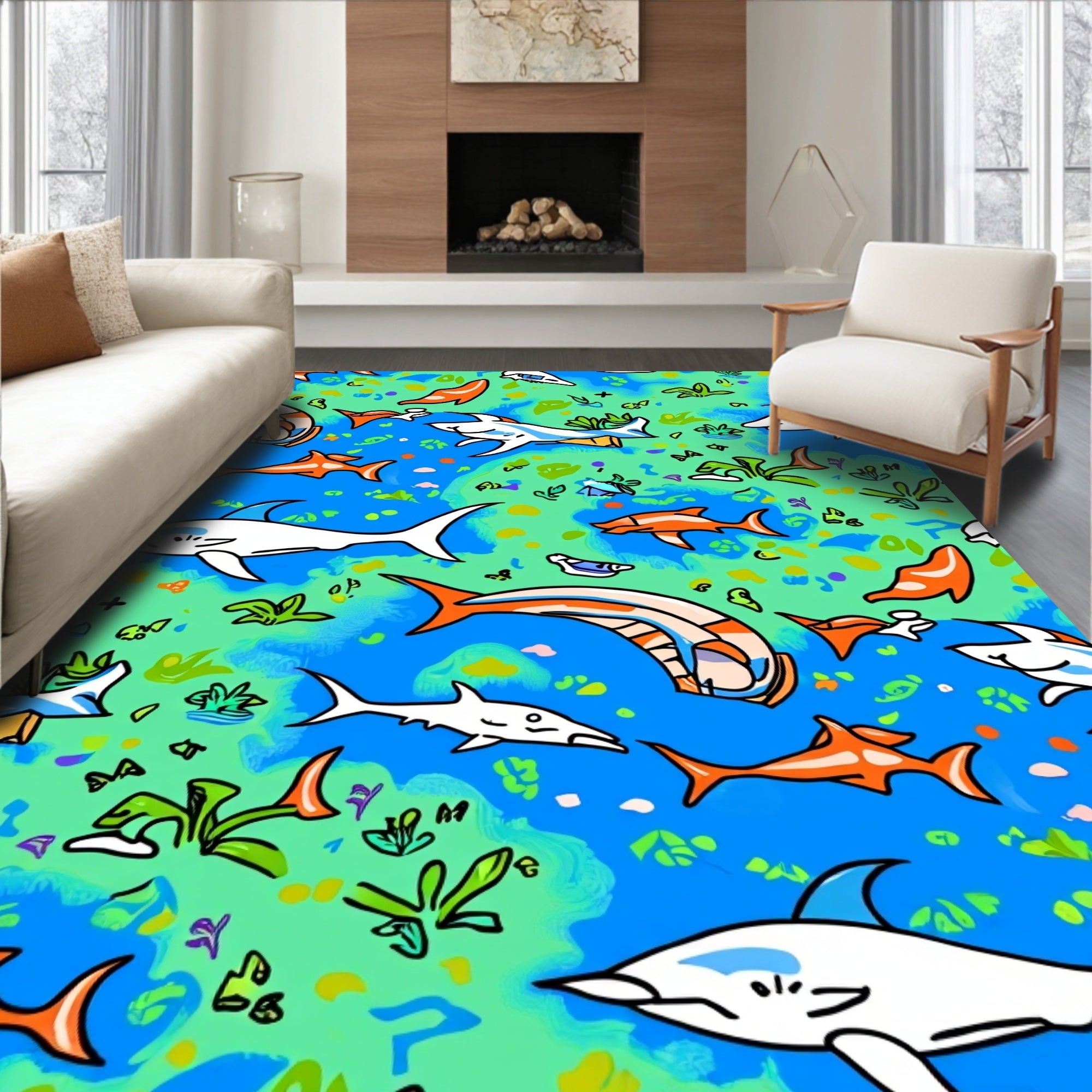 Playful Sea Creatures Marine Design Rug