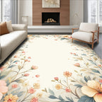 Soft Watercolor Floral Garden Pattern Rug