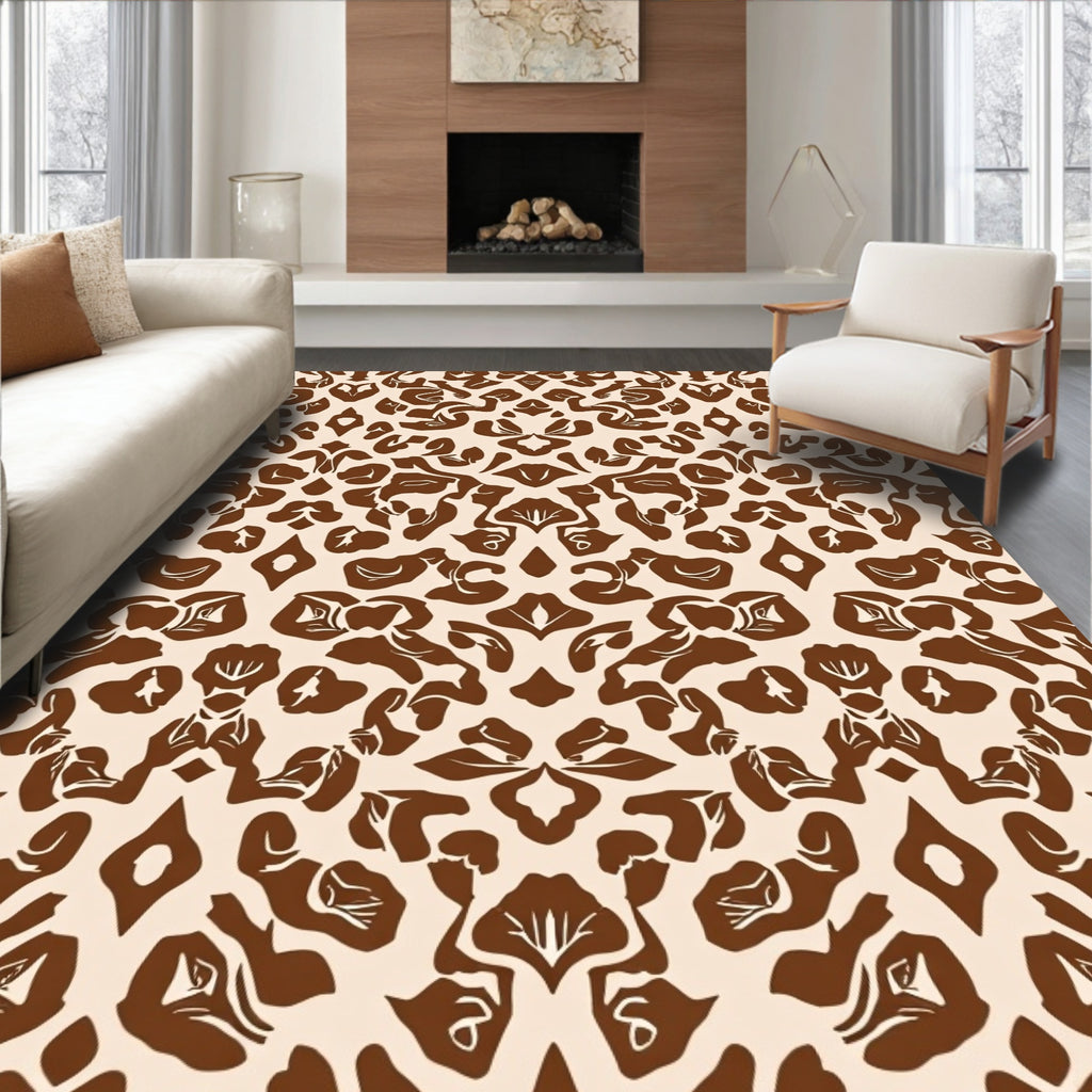 Brown Beige Organic Pattern Rug