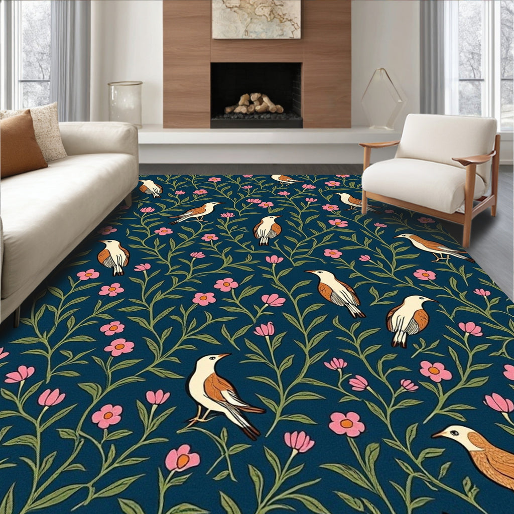 Birds and Blossoms Patterned Rug