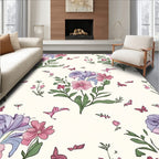 Spring Floral And Butterfly Garden Design Rug