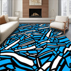Vibrant Blue White Abstract Stripe Rug