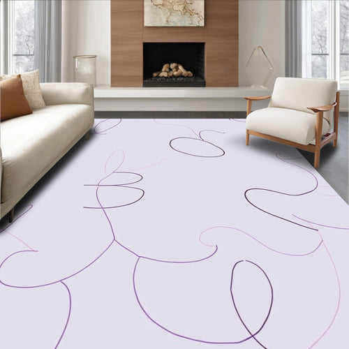 Abstract Line Art Lavender Rug