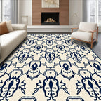 Navajo Inspired Dark Blue Repeating Pattern Rug