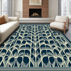Art Deco Stylized Botanical Pattern Rug