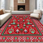 Red Green Christmas Gnome Truck Border Rug