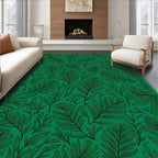 Emerald Lush Leaf Outline Pattern Rug