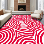 Bold Red Swirling Graphic Rug