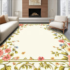 Vintage Floral Vine Border Pattern Rug