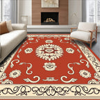 Terracotta Floral Scroll Detailed Pattern Rug