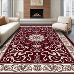 Ornate Floral Swirls and Border Design Rug