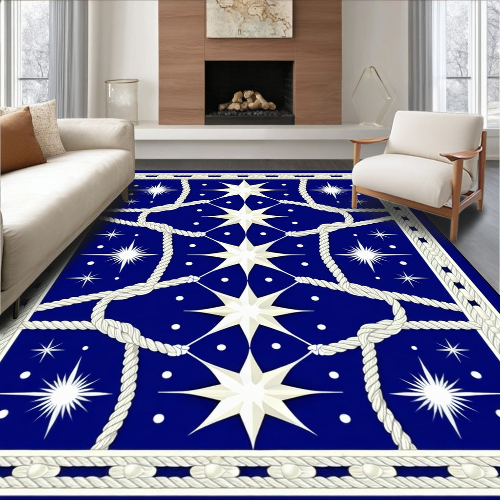 Nautical Star Intertwined Rope Design Rug