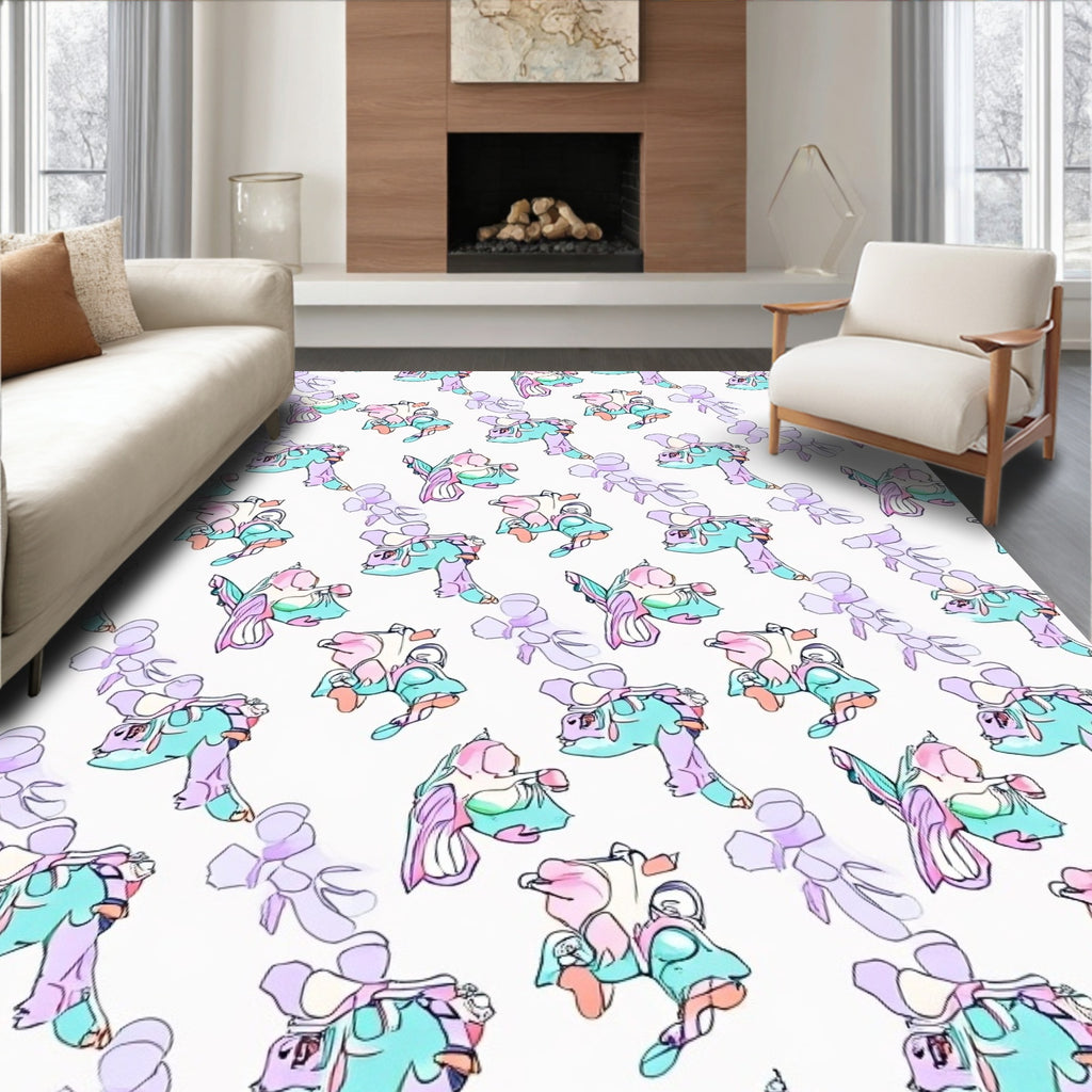 Whimsical Cartoon Character Pattern Rug