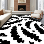Abstract Star And Wavy Shapes Rug