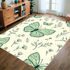 Delicate Butterfly Floral Pattern Rug