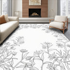 Branching Floral Outline Garden Pattern Rug