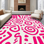 Bright Pink Abstract Doodle Design Rug
