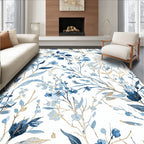 Blue Floral Botanical Pattern Design Rug