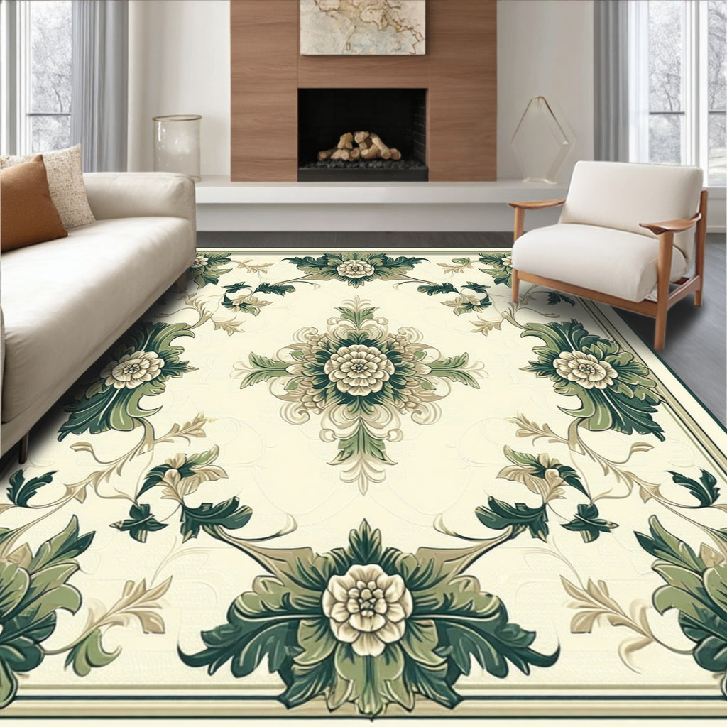 Ornate Floral Scrollwork Pattern Rug
