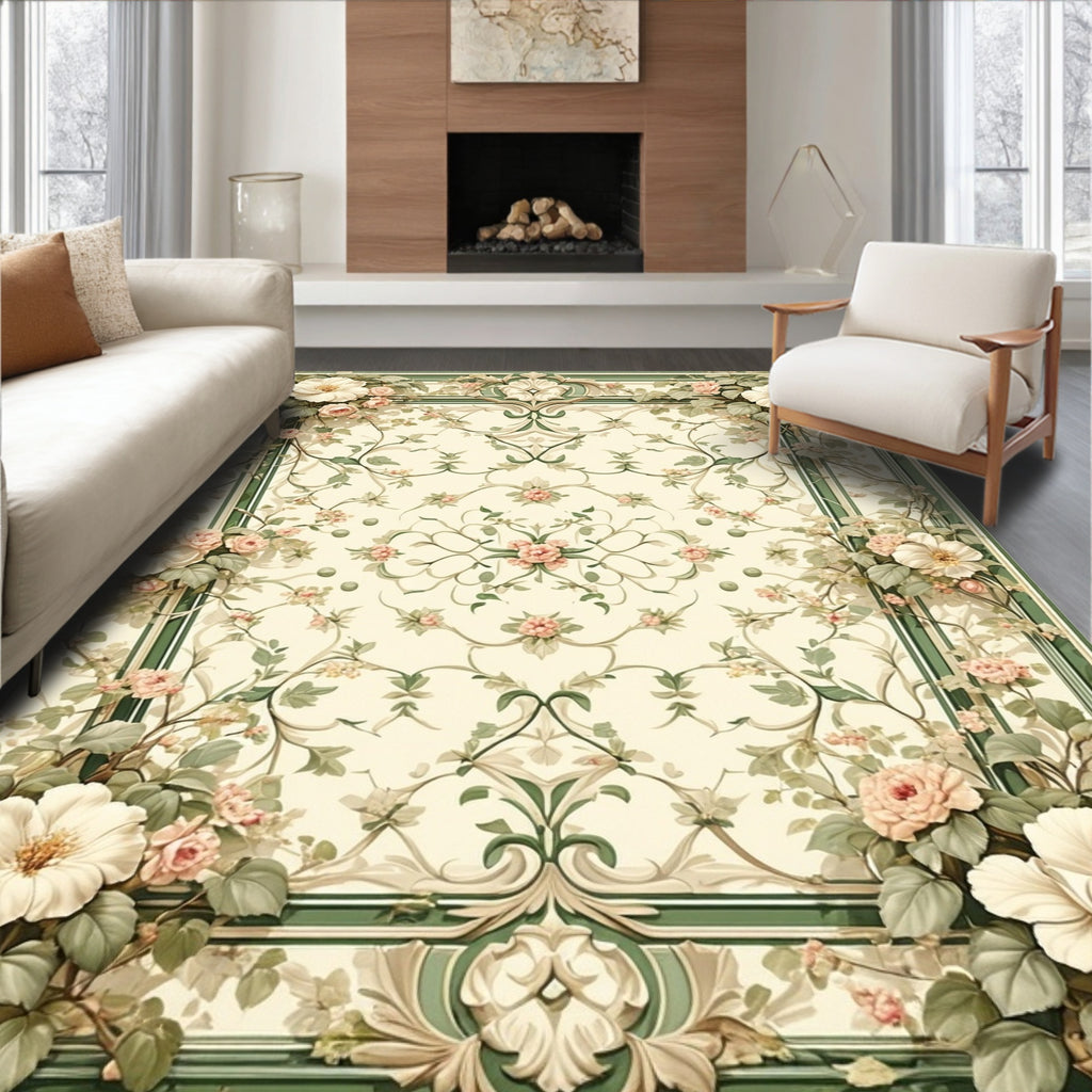 Elegant Floral Garden Pattern Rug