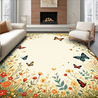 Whimsical Butterflies Floral Meadow Rug