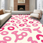 Playful Pink Abstract Shapes Rug