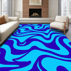Swirling Blue Cyan Organic Pattern Rug