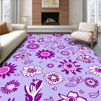 Floral Delight Purple And White Rug